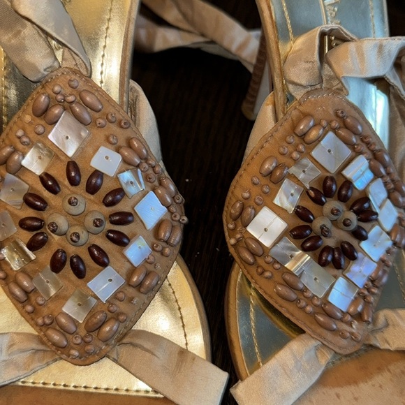 ANNE MICHELLE HANDMADE BOHEMIAN WRAP AROUND HEELED SANDALS SIZE 9 - Picture 3 of 5